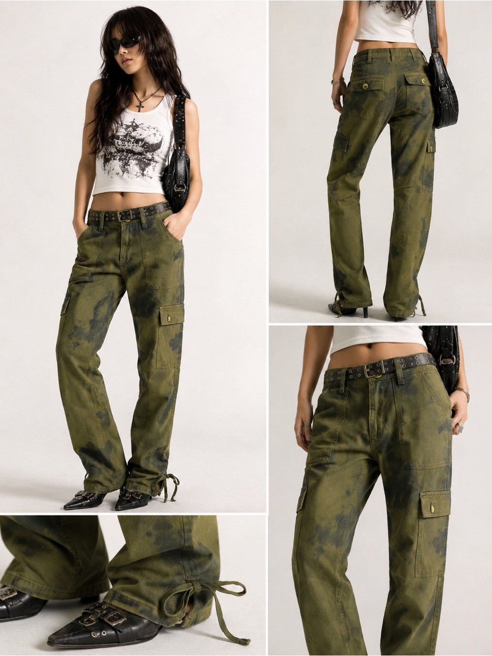 BDG Urban Outfitters Green Tie Dye Cargo Pants Utility Joggers Size 25